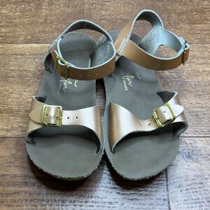 SunSan Surfers Kids Leather Sandals Rose Gold Size 12 Adjustable
